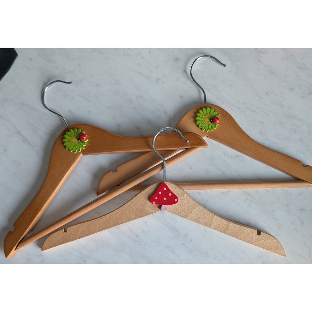 Vintage Wooden Embellished Children's Hangers Set of 13